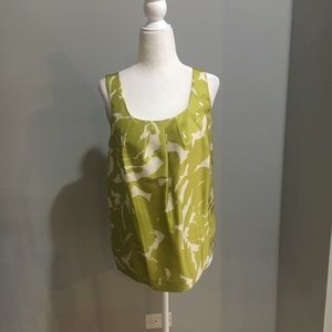 J. Crew silk lime green & ivory sleeveless blouse